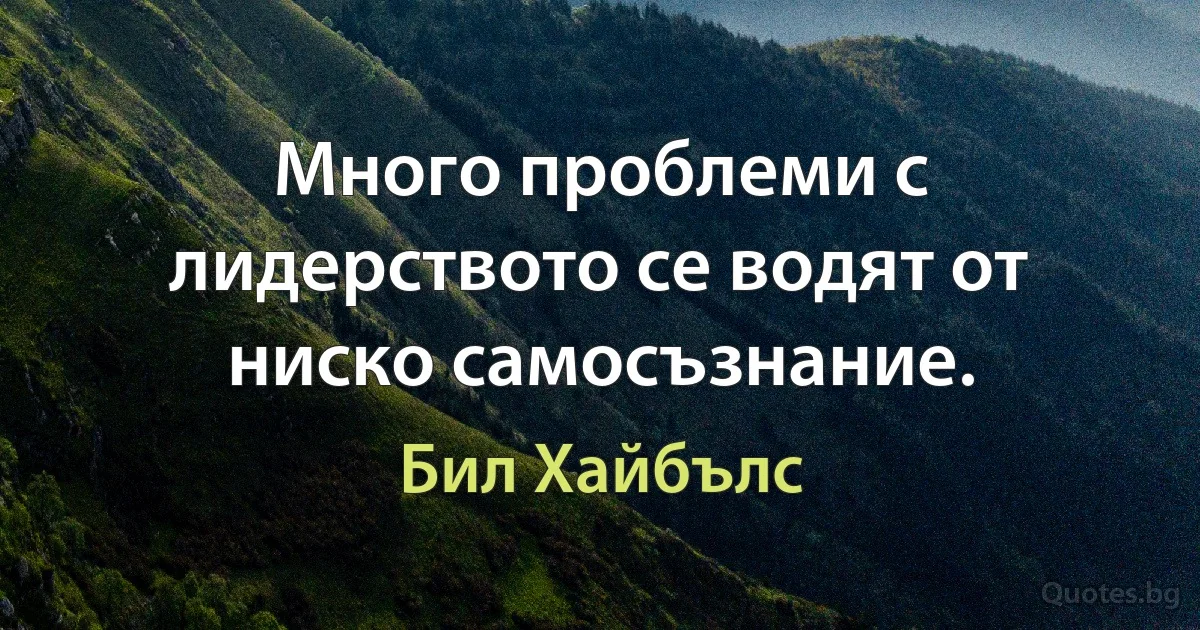 Много проблеми с лидерството се водят от ниско самосъзнание. (Бил Хайбълс)