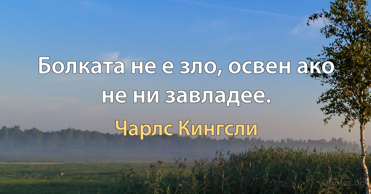 Болката не е зло, освен ако не ни завладее. (Чарлс Кингсли)