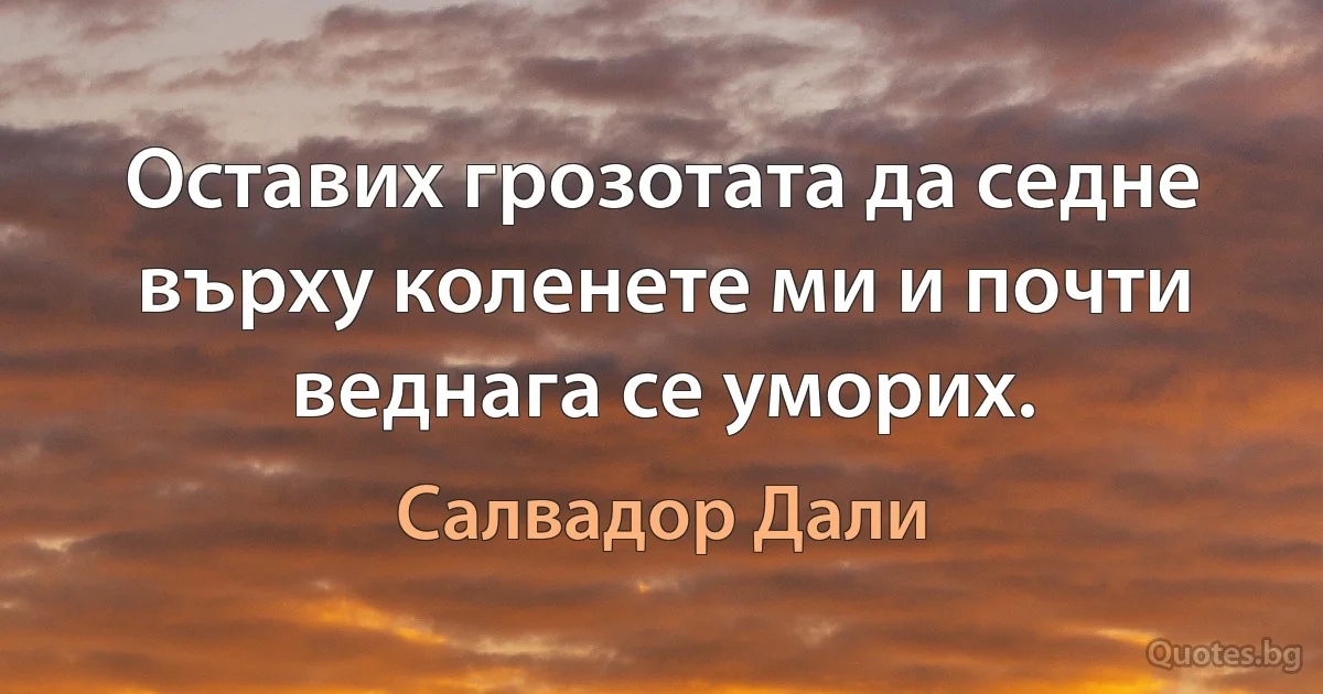 Оставих грозотата да седне върху коленете ми и почти веднага се уморих. (Салвадор Дали)