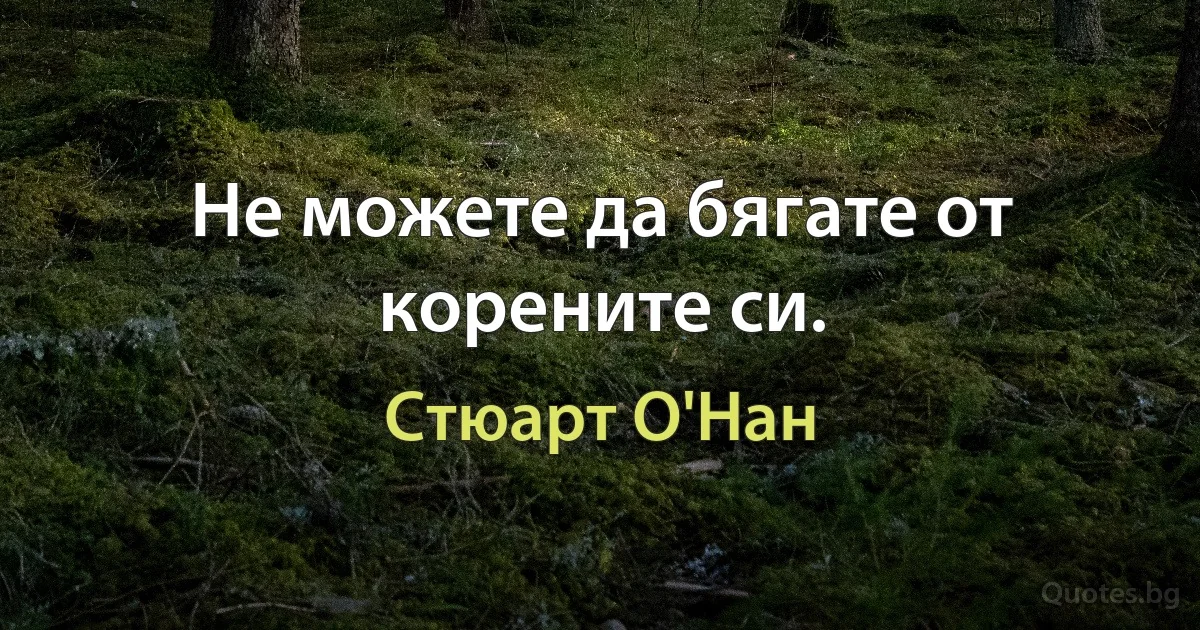 Не можете да бягате от корените си. (Стюарт О'Нан)