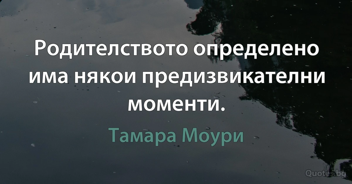 Родителството определено има някои предизвикателни моменти. (Тамара Моури)