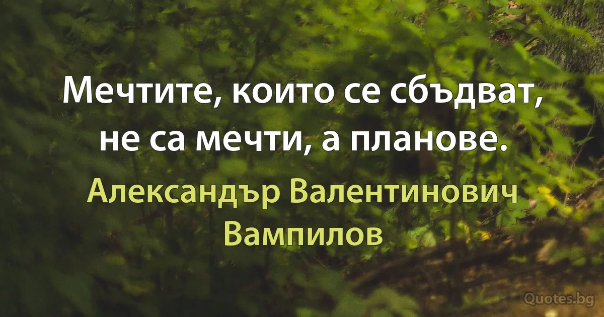 Мечтите, които се сбъдват, не са мечти, а планове. (Александър Валентинович Вампилов)