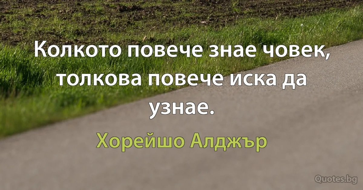 Колкото повече знае човек, толкова повече иска да узнае. (Хорейшо Алджър)