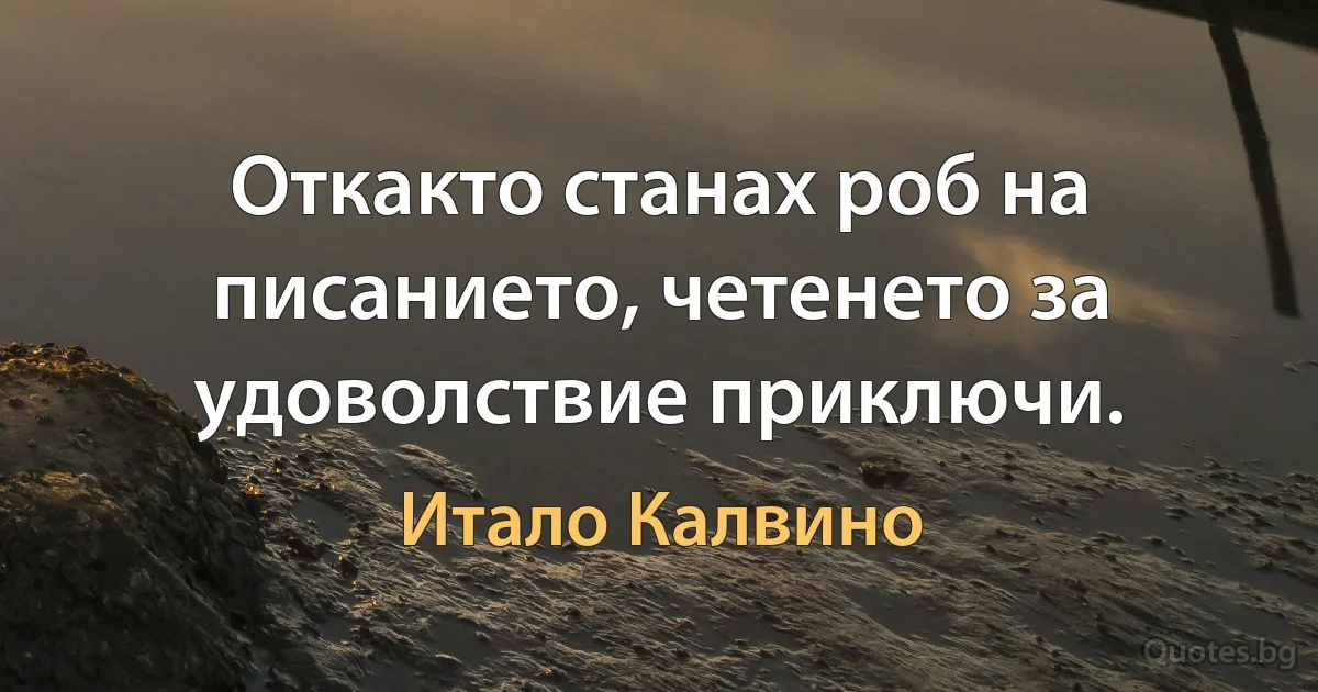 Откакто станах роб на писанието, четенето за удоволствие приключи. (Итало Калвино)