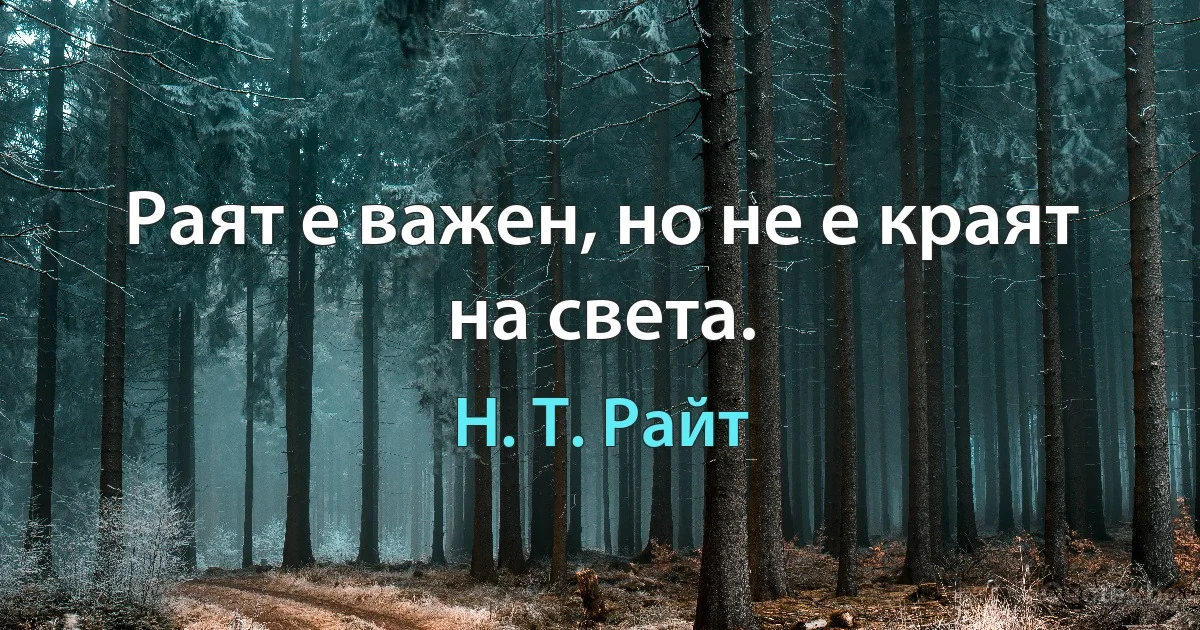 Раят е важен, но не е краят на света. (Н. Т. Райт)