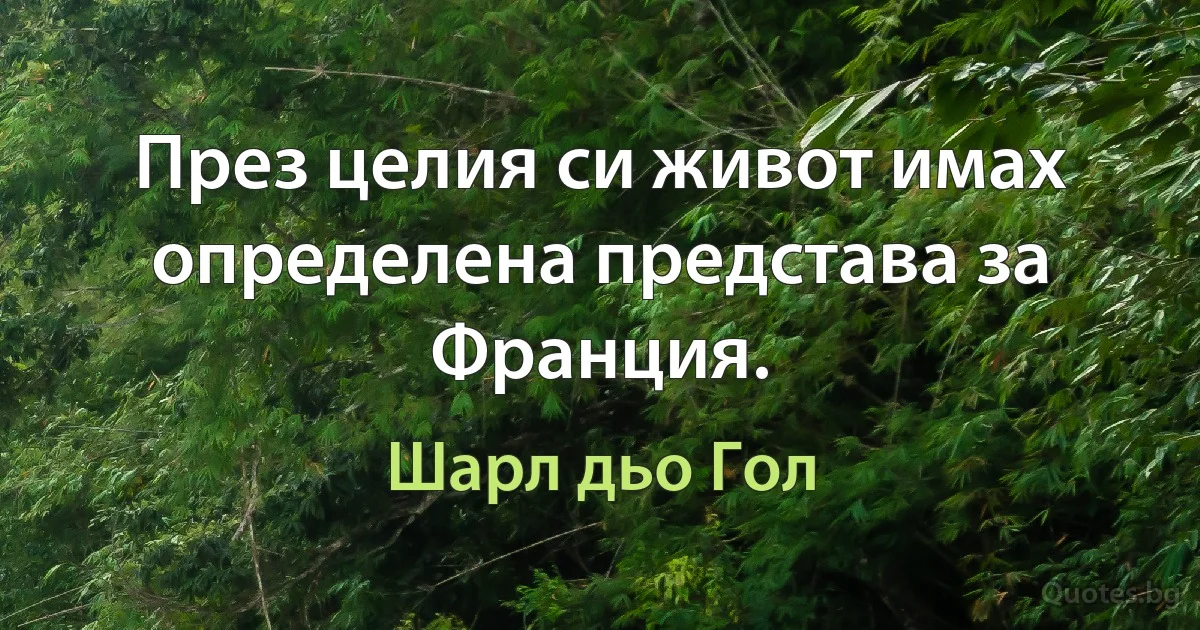 През целия си живот имах определена представа за Франция. (Шарл дьо Гол)