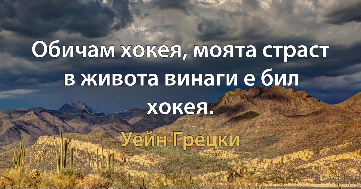 Обичам хокея, моята страст в живота винаги е бил хокея. (Уейн Грецки)