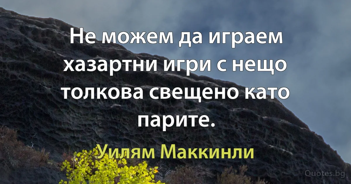 Не можем да играем хазартни игри с нещо толкова свещено като парите. (Уилям Маккинли)