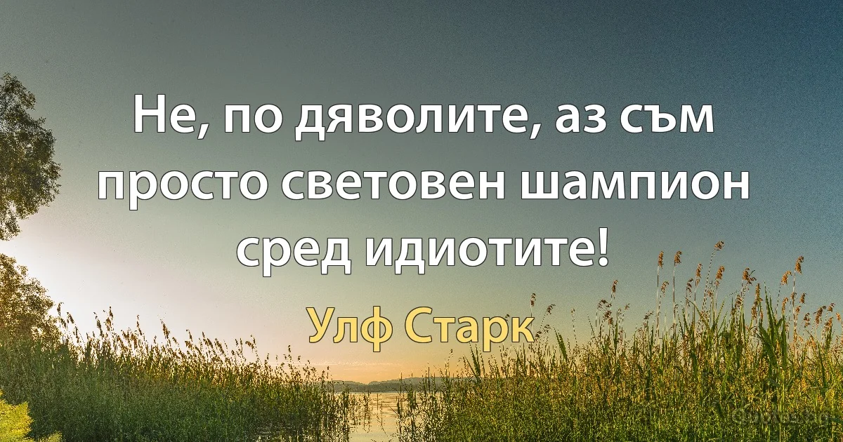 Не, по дяволите, аз съм просто световен шампион сред идиотите! (Улф Старк)