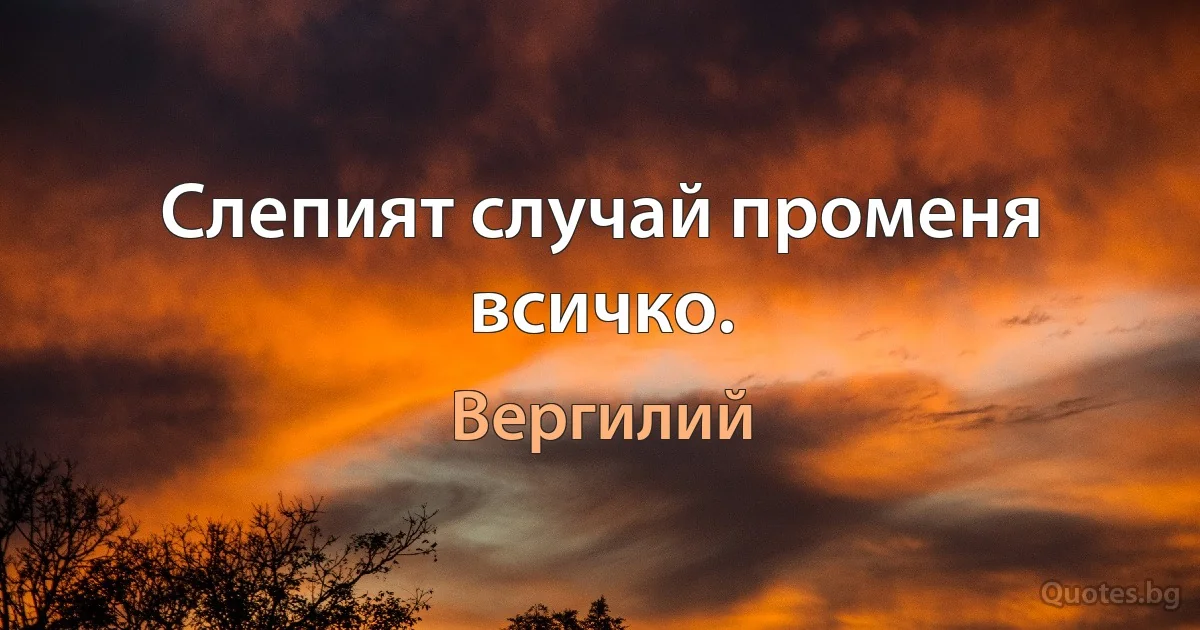 Слепият случай променя всичко. (Вергилий)