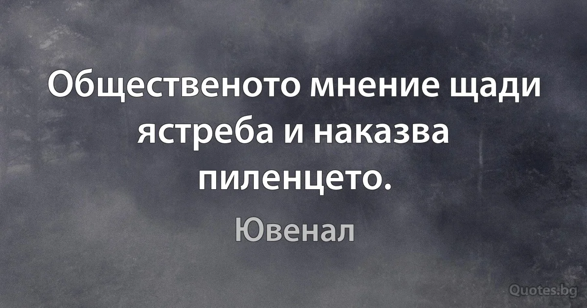 Общественото мнение щади ястреба и наказва пиленцето. (Ювенал)