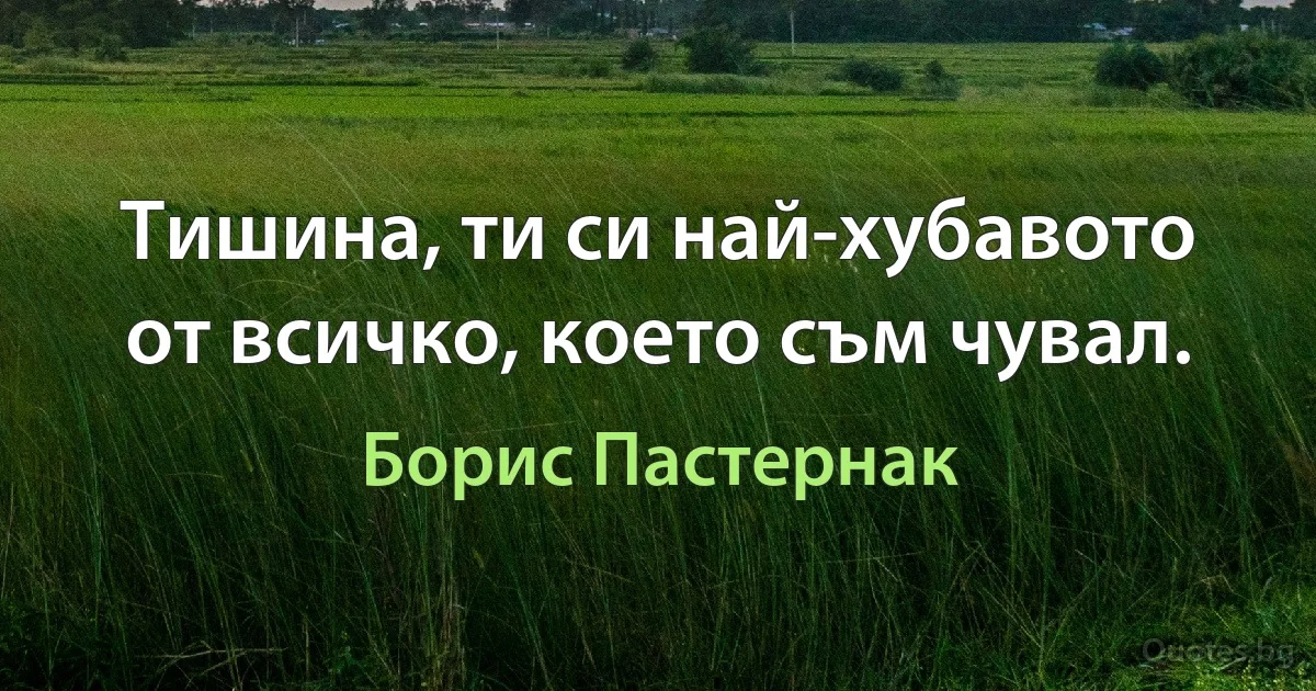 Тишина, ти си най-хубавото от всичко, което съм чувал. (Борис Пастернак)