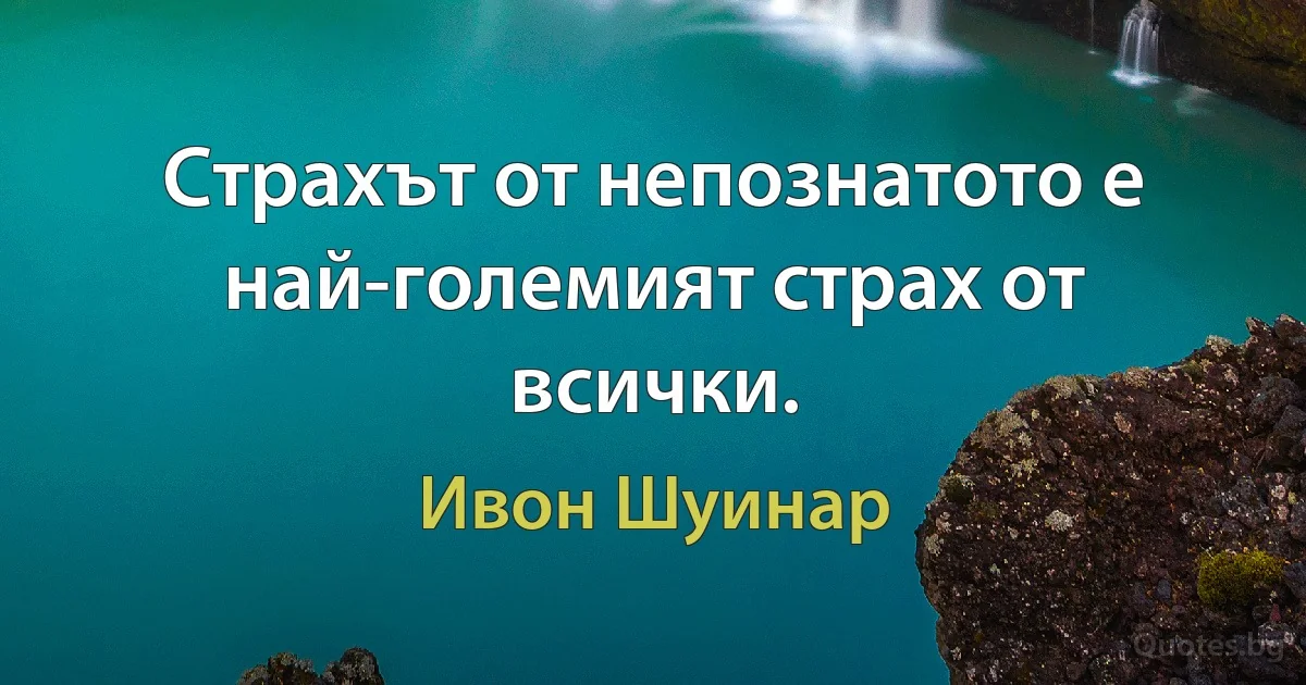 Страхът от непознатото е най-големият страх от всички. (Ивон Шуинар)