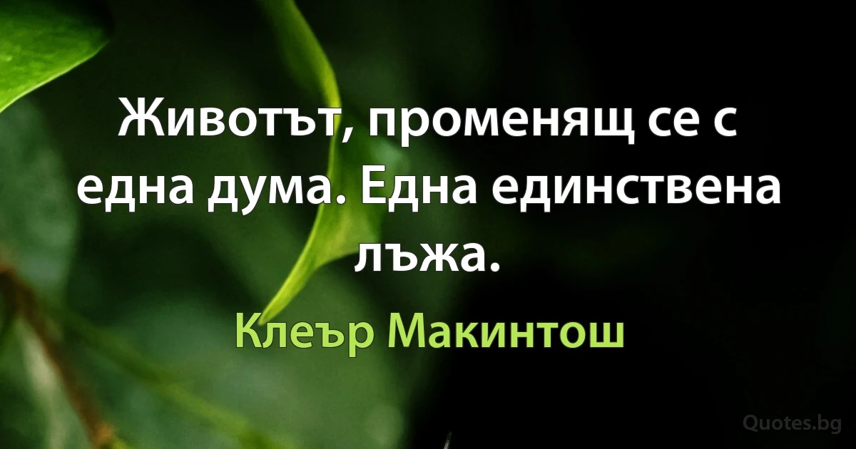 Животът, променящ се с една дума. Една единствена лъжа. (Клеър Макинтош)