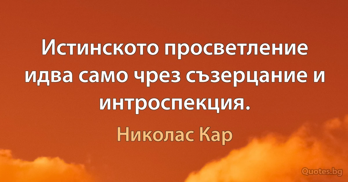 Истинското просветление идва само чрез съзерцание и интроспекция. (Николас Кар)