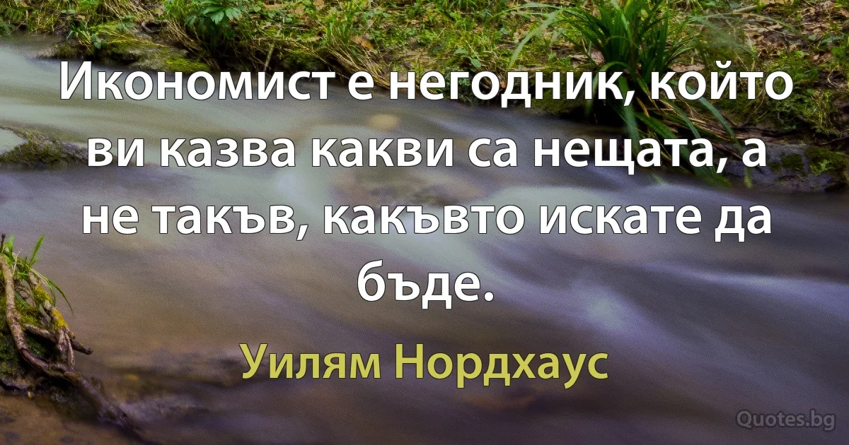 Икономист е негодник, който ви казва какви са нещата, а не такъв, какъвто искате да бъде. (Уилям Нордхаус)