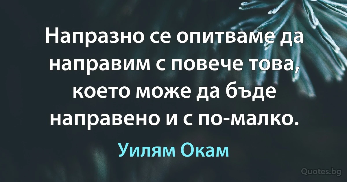 Напразно се опитваме да направим с повече това, което може да бъде направено и с по-малко. (Уилям Окам)