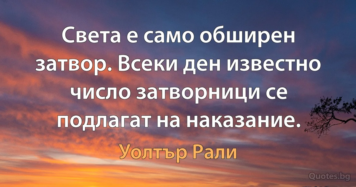 Света е само обширен затвор. Всеки ден известно число затворници се подлагат на наказание. (Уолтър Рали)