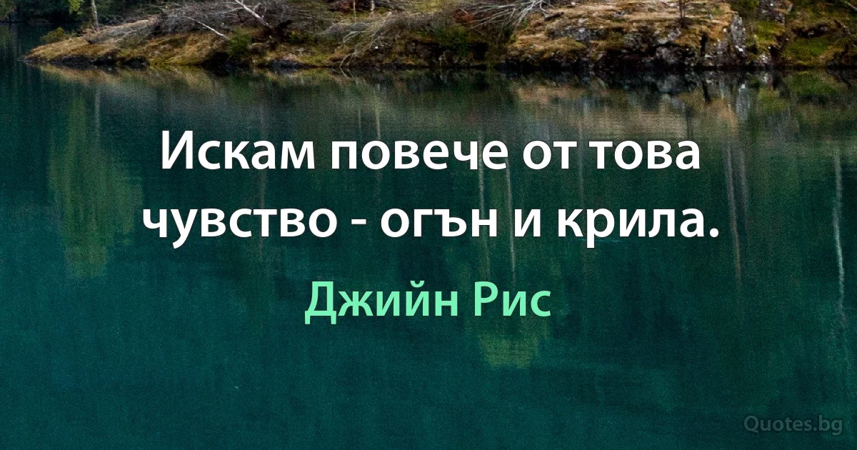 Искам повече от това чувство - огън и крила. (Джийн Рис)