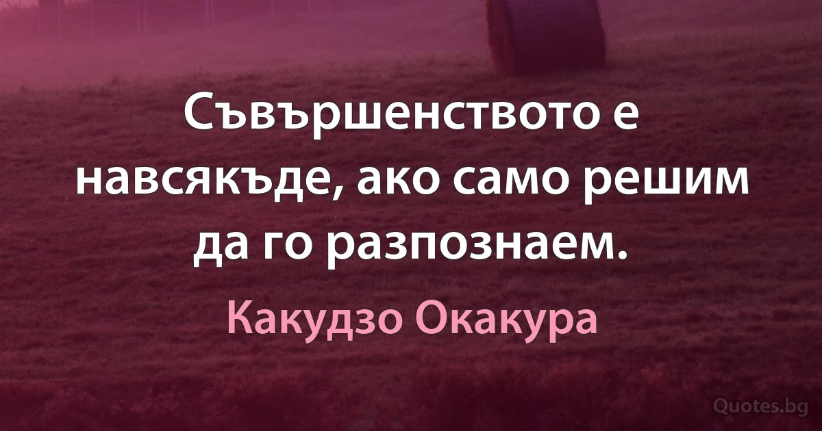 Съвършенството е навсякъде, ако само решим да го разпознаем. (Какудзо Окакура)