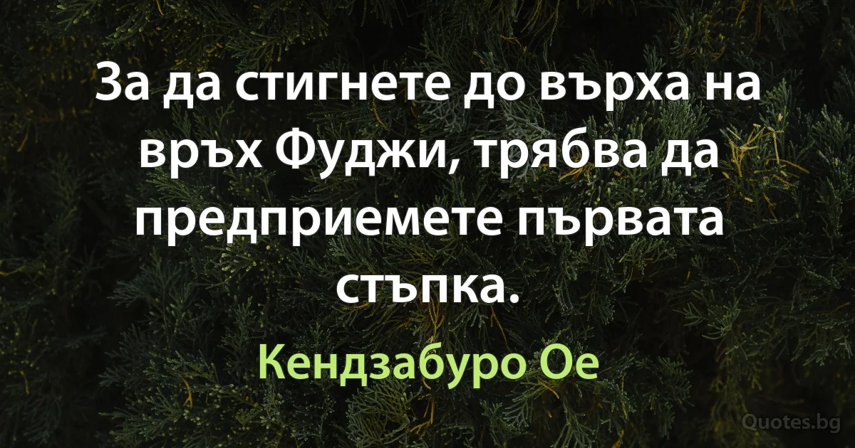 За да стигнете до върха на връх Фуджи, трябва да предприемете първата стъпка. (Кендзабуро Ое)