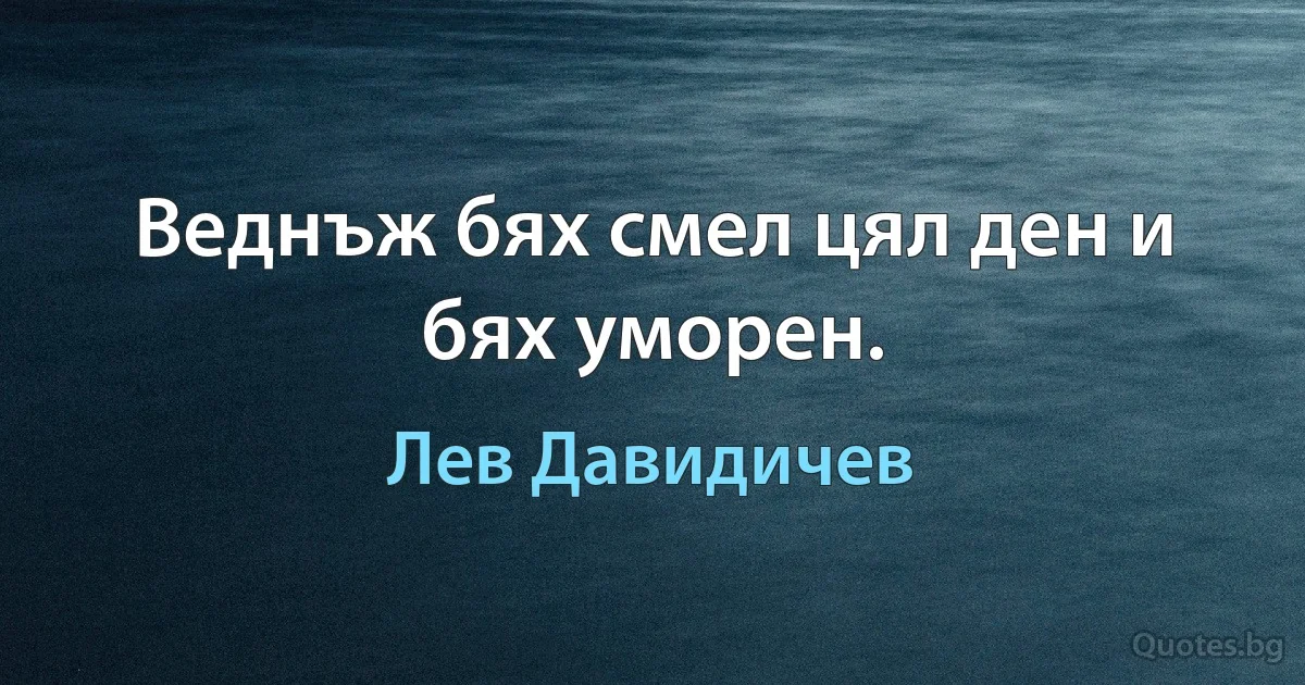 Веднъж бях смел цял ден и бях уморен. (Лев Давидичев)