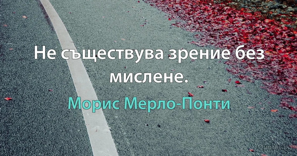 Не съществува зрение без мислене. (Морис Мерло-Понти)