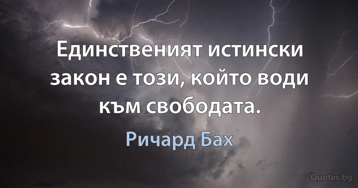 Единственият истински закон е този, който води към свободата. (Ричард Бах)