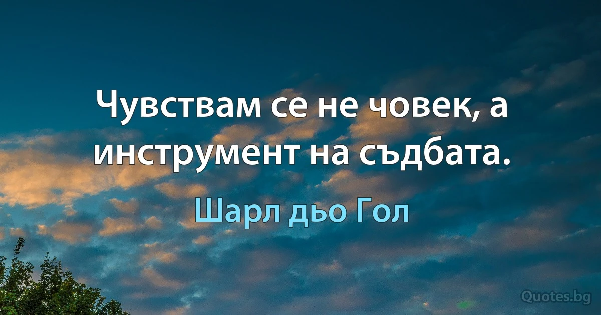 Чувствам се не човек, а инструмент на съдбата. (Шарл дьо Гол)