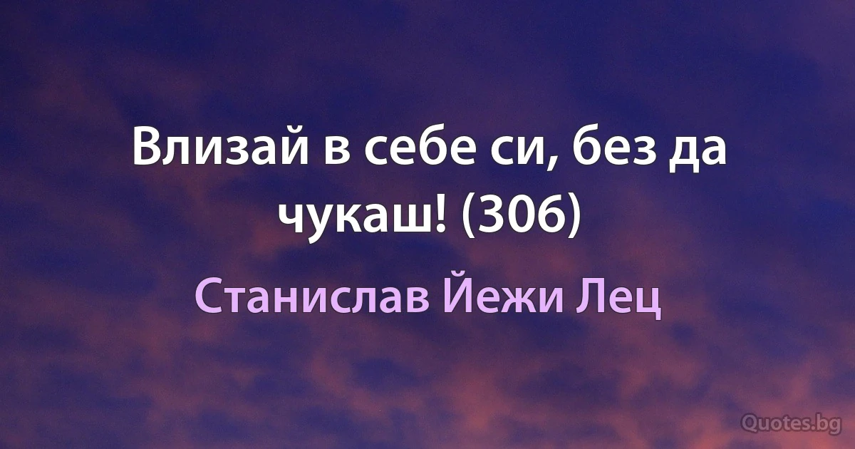 Влизай в себе си, без да чукаш! (306) (Станислав Йежи Лец)