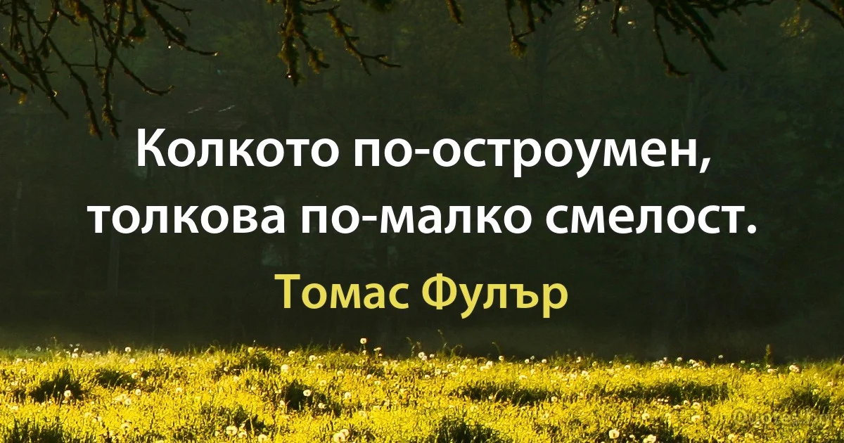 Колкото по-остроумен, толкова по-малко смелост. (Томас Фулър)