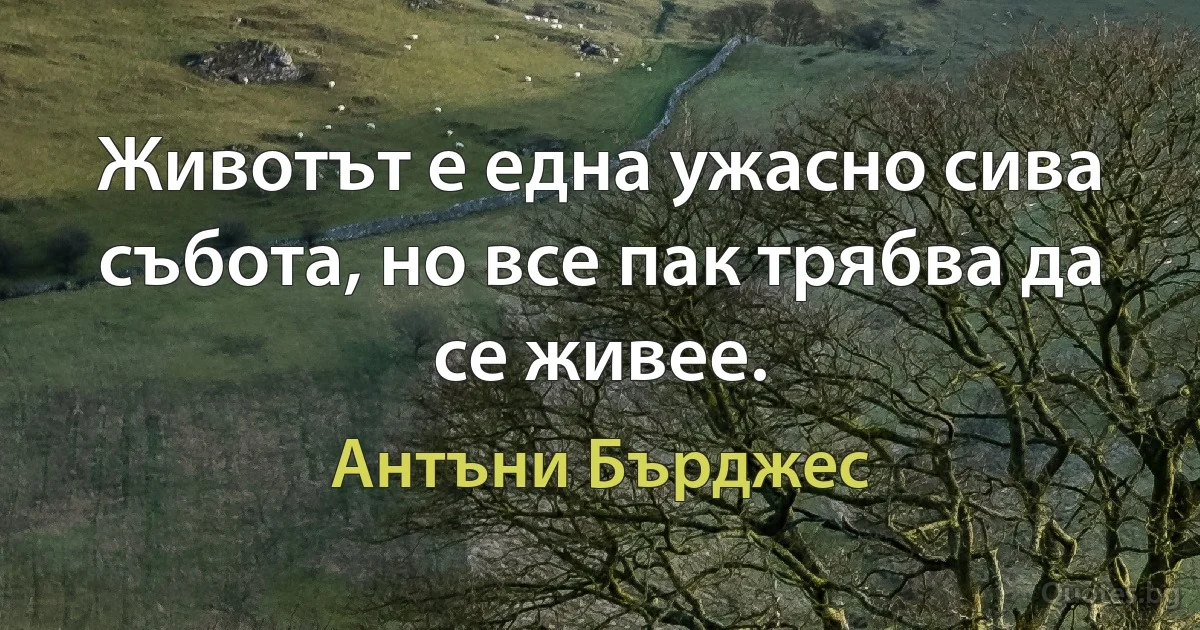 Животът е една ужасно сива събота, но все пак трябва да се живее. (Антъни Бърджес)