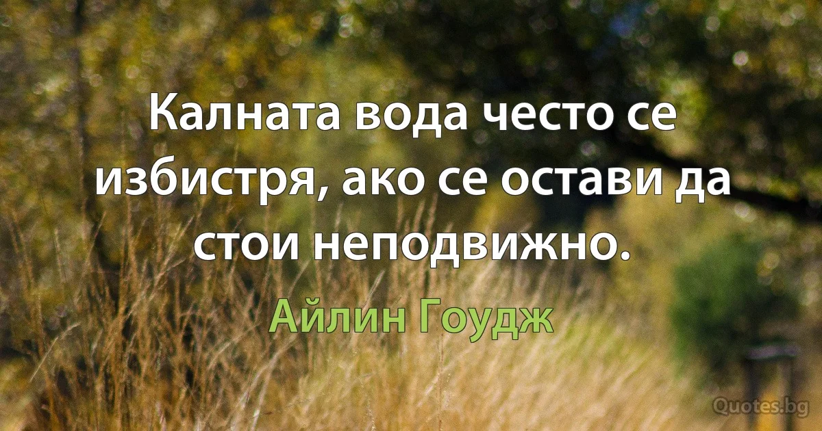 Калната вода често се избистря, ако се остави да стои неподвижно. (Айлин Гоудж)