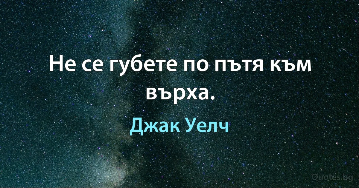 Не се губете по пътя към върха. (Джак Уелч)