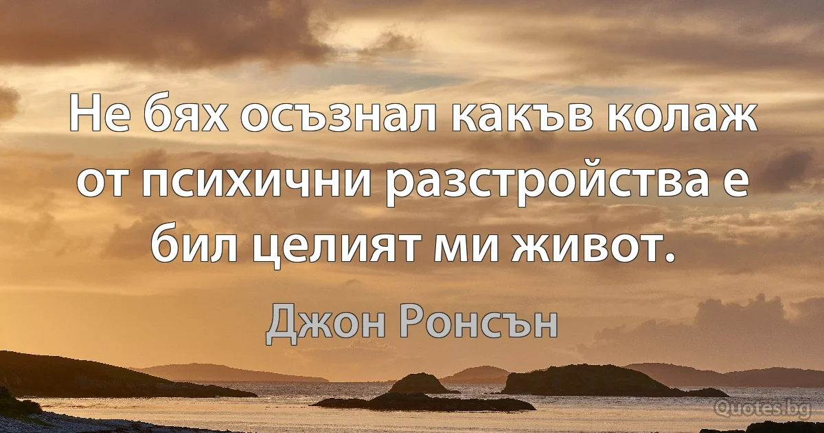 Не бях осъзнал какъв колаж от психични разстройства е бил целият ми живот. (Джон Ронсън)