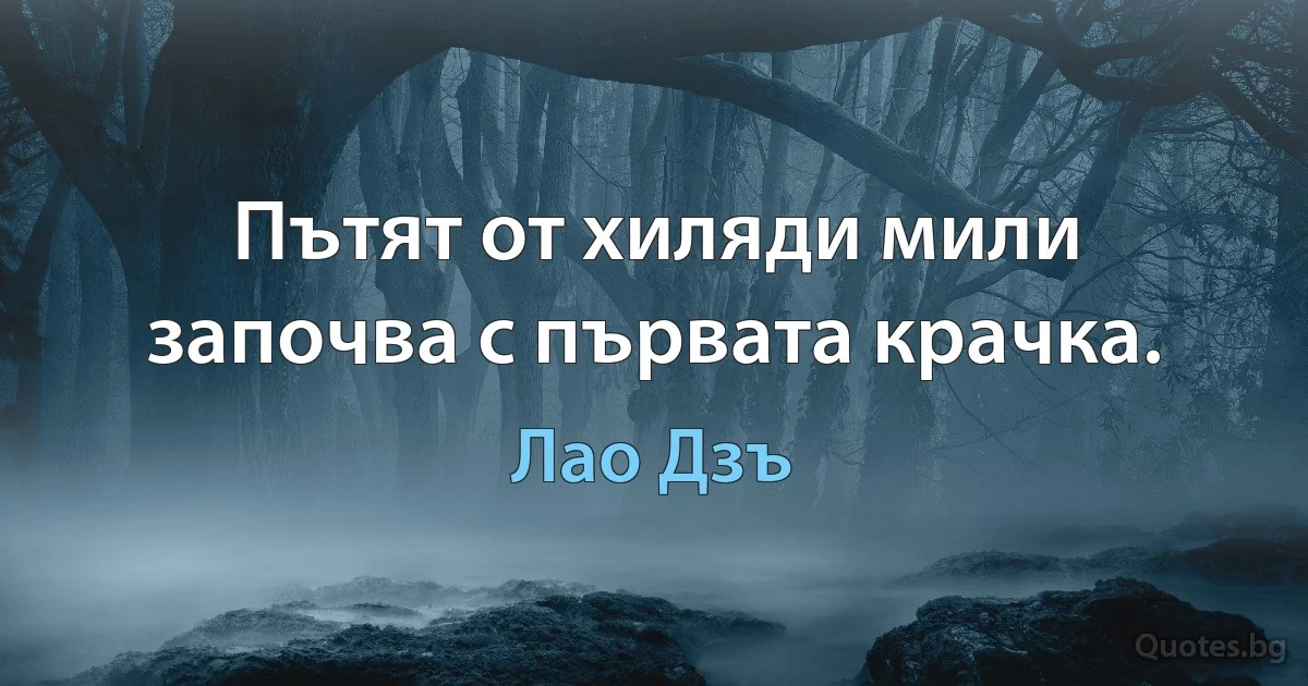 Пътят от хиляди мили започва с първата крачка. (Лао Дзъ)