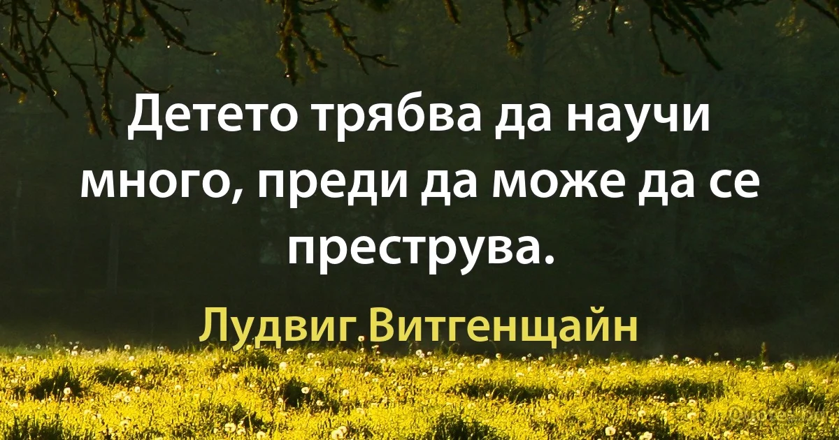 Детето трябва да научи много, преди да може да се преструва. (Лудвиг Витгенщайн)