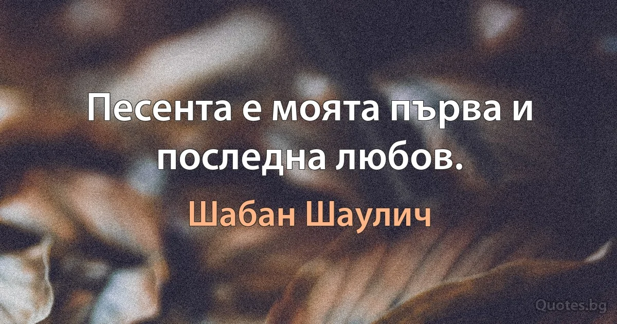 Песента е моята първа и последна любов. (Шабан Шаулич)