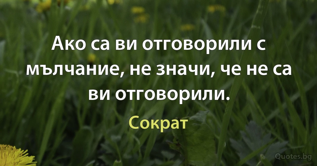 Ако са ви отговорили с мълчание, не значи, че не са ви отговорили. (Сократ)