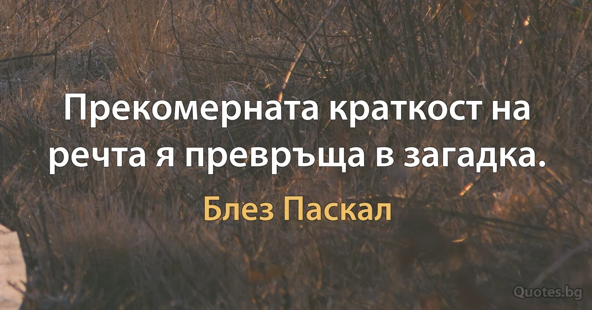 Прекомерната краткост на речта я превръща в загадка. (Блез Паскал)