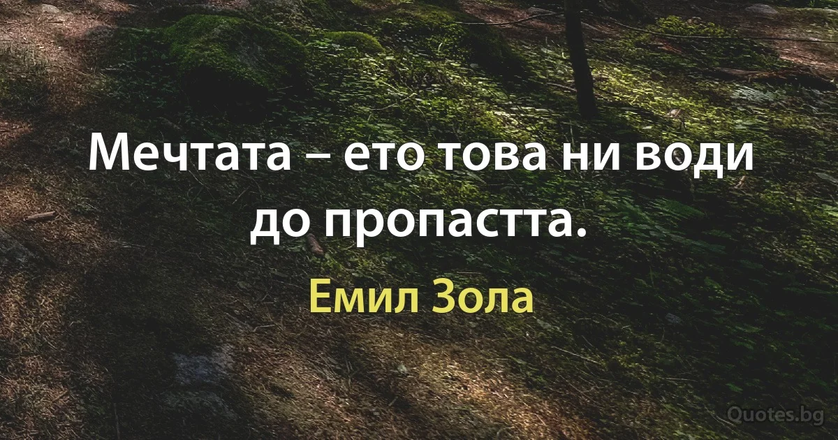 Мечтата – ето това ни води до пропастта. (Емил Зола)