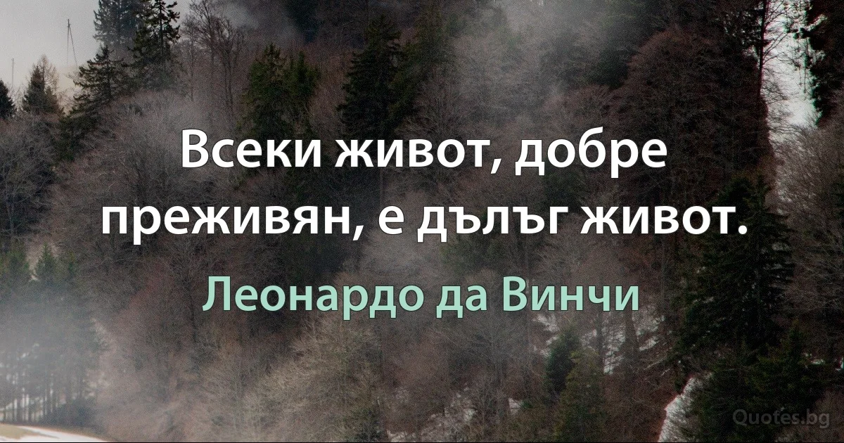 Всеки живот, добре преживян, е дълъг живот. (Леонардо да Винчи)