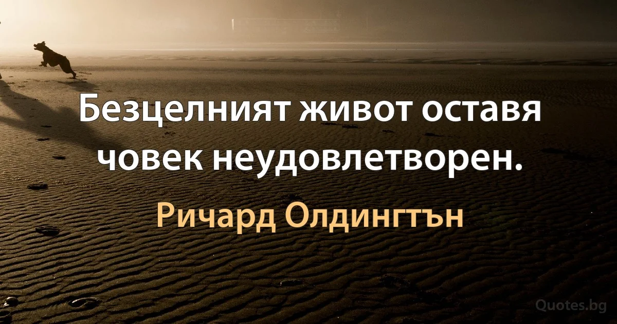 Безцелният живот оставя човек неудовлетворен. (Ричард Олдингтън)