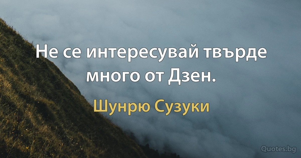 Не се интересувай твърде много от Дзен. (Шунрю Сузуки)