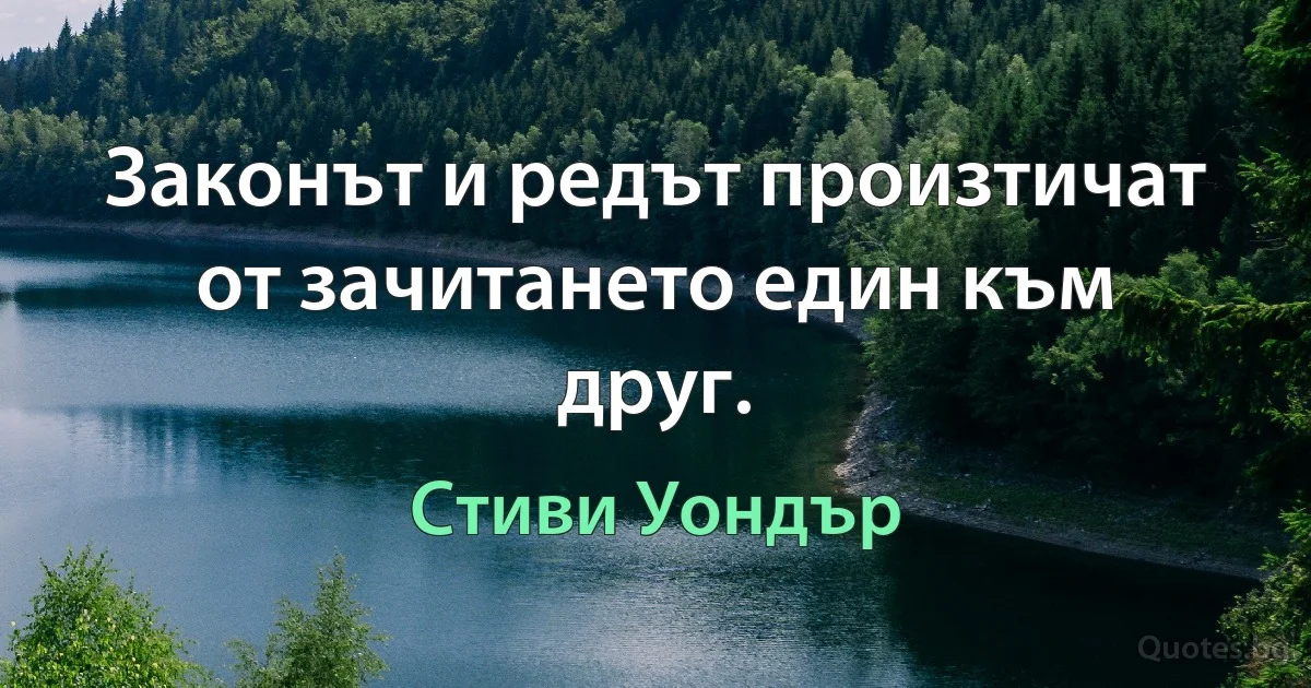 Законът и редът произтичат от зачитането един към друг. (Стиви Уондър)