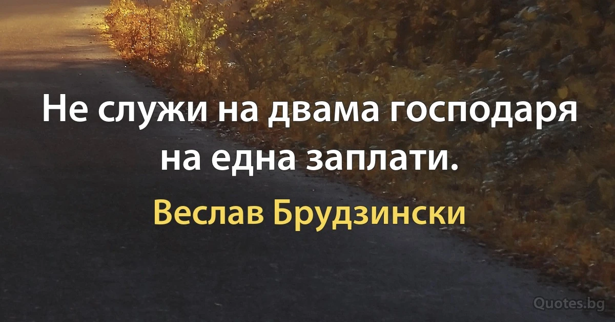 Не служи на двама господаря на една заплати. (Веслав Брудзински)