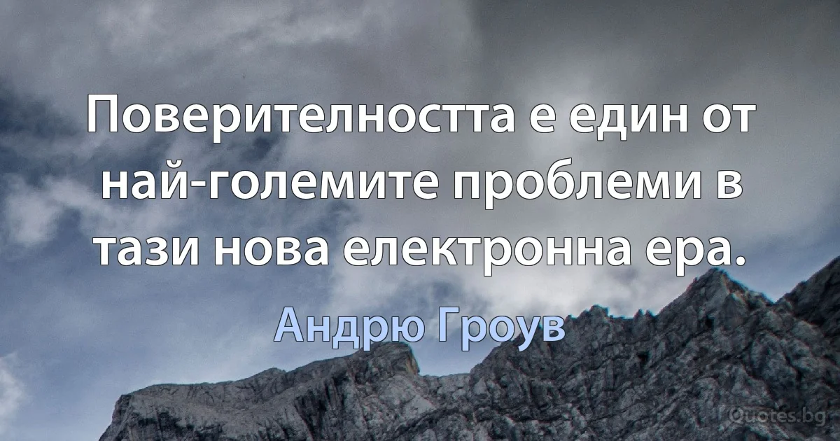 Поверителността е един от най-големите проблеми в тази нова електронна ера. (Андрю Гроув)