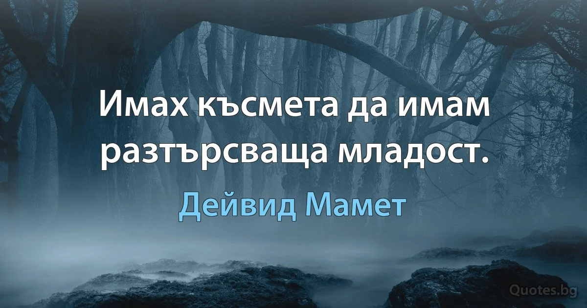 Имах късмета да имам разтърсваща младост. (Дейвид Мамет)