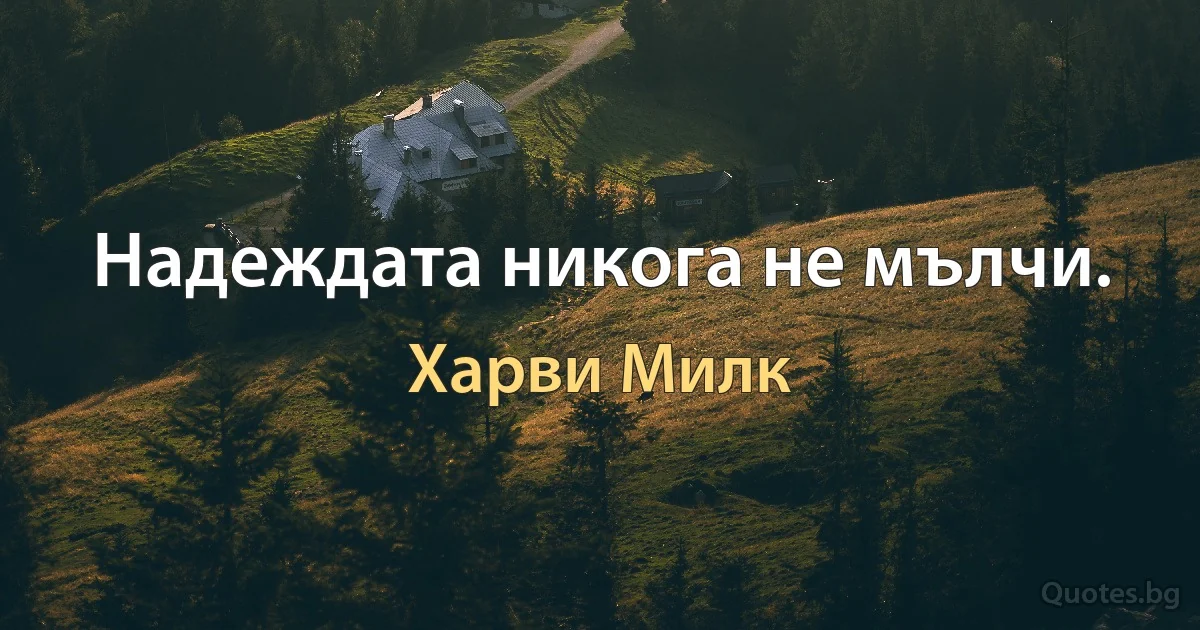 Надеждата никога не мълчи. (Харви Милк)