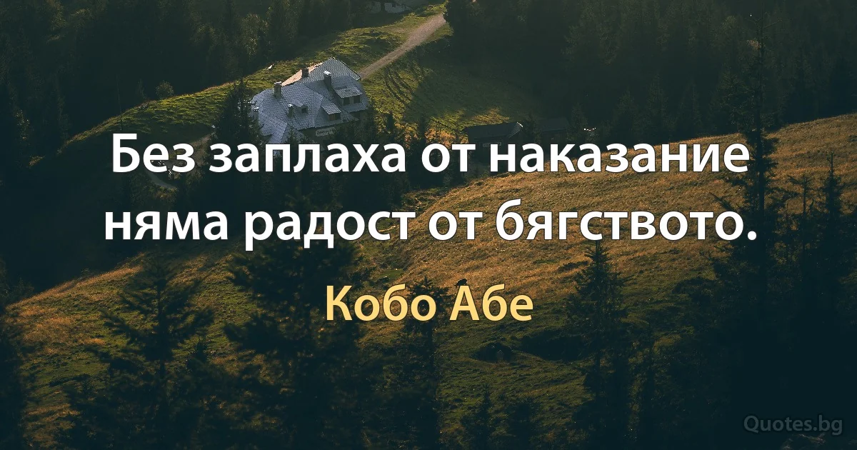 Без заплаха от наказание няма радост от бягството. (Кобо Абе)